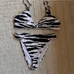 Black and white zebra print bikini